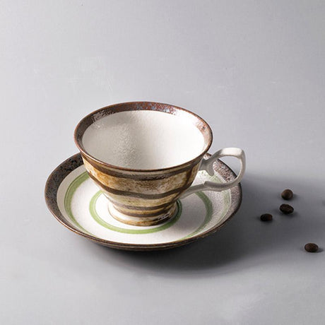 Artisan Matcha Tea Set  Spiral Pattern Stoneware Cup  Saucer - Product detail 11