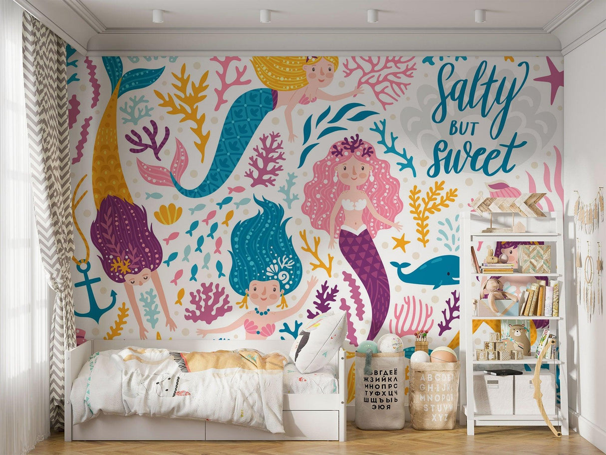 Mermaid Mural Wallpaper | Underwater Fantasy with Coral Reef