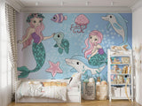Mermaid Mural Wallpaper | Underwater Fantasy with Dolphins