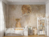 Safari Löwe Tapete | Traumhaftes Mond- und Sternendesign