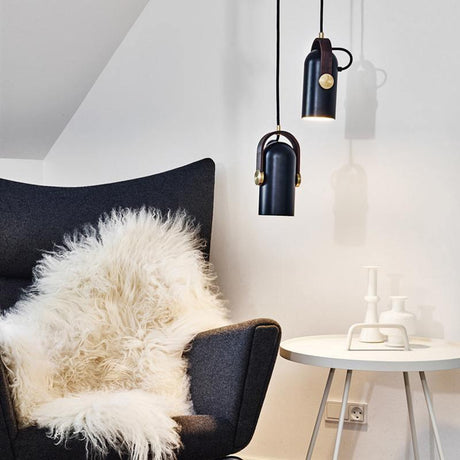 Modern Pendant Light  Black Metal Wood Accent - Product detail 4