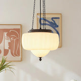 Modern Glass Pendant Light  White Dome Chain Hanging Design - Product detail 6
