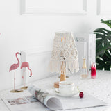 Macrame Table Lamp  Natural Cotton With Wooden Base - Product example