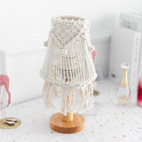 Macrame Table Lamp  Natural Cotton With Wooden Base - Product detail 6