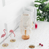 Macrame Table Lamp  Natural Cotton With Wooden Base - Product detail 4