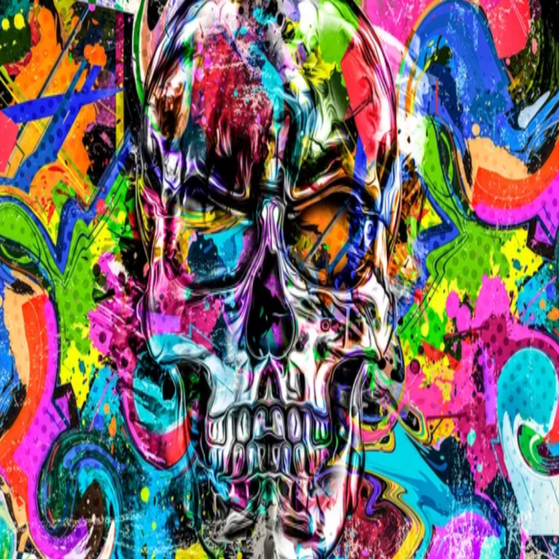 Graffiti Mural Wallpaper | 3D Skull Street Art Design