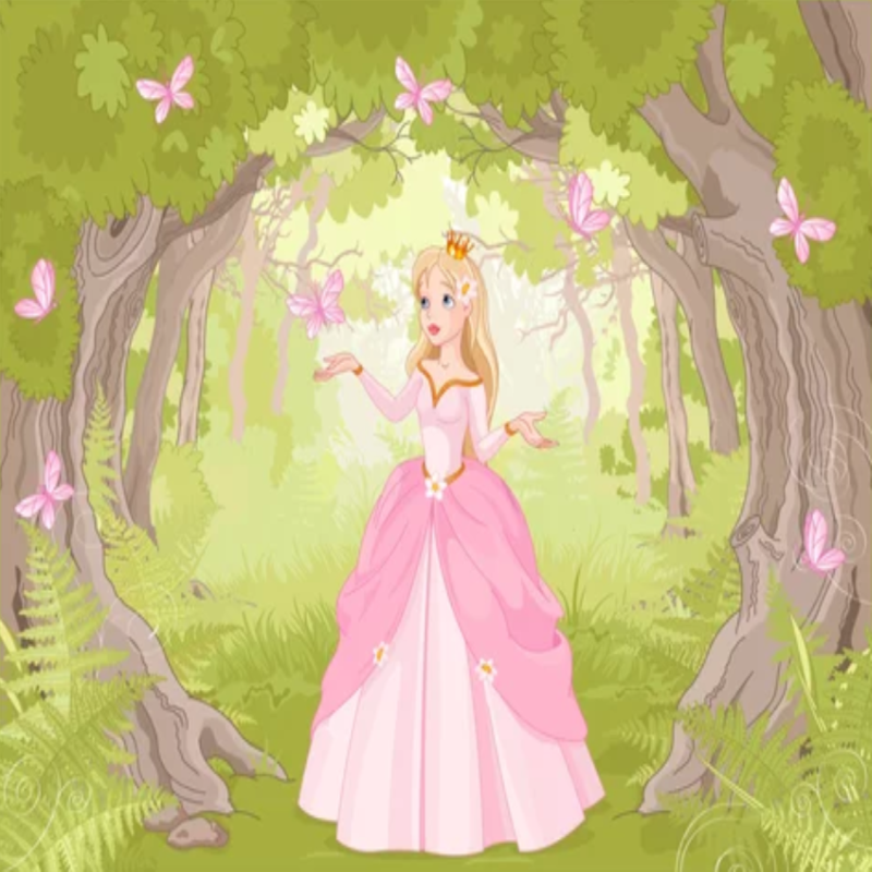 Princess Mural Wallpaper | Enchanted Forest with Pink Butterflies
