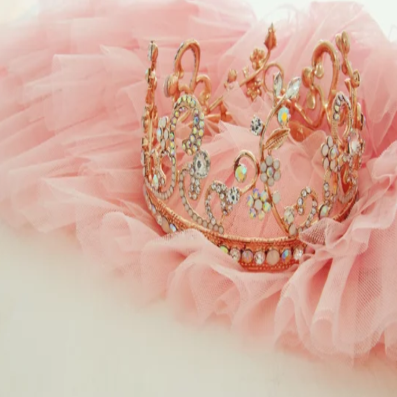 Princess Mural Wallpaper | Rose Gold Crown with Diamonds