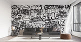 Graffiti Mural Wallpaper | Urban Black and White Street Art
