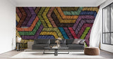 Geometric Mural Wallpaper | Colorful Rainbow Chevron Pattern