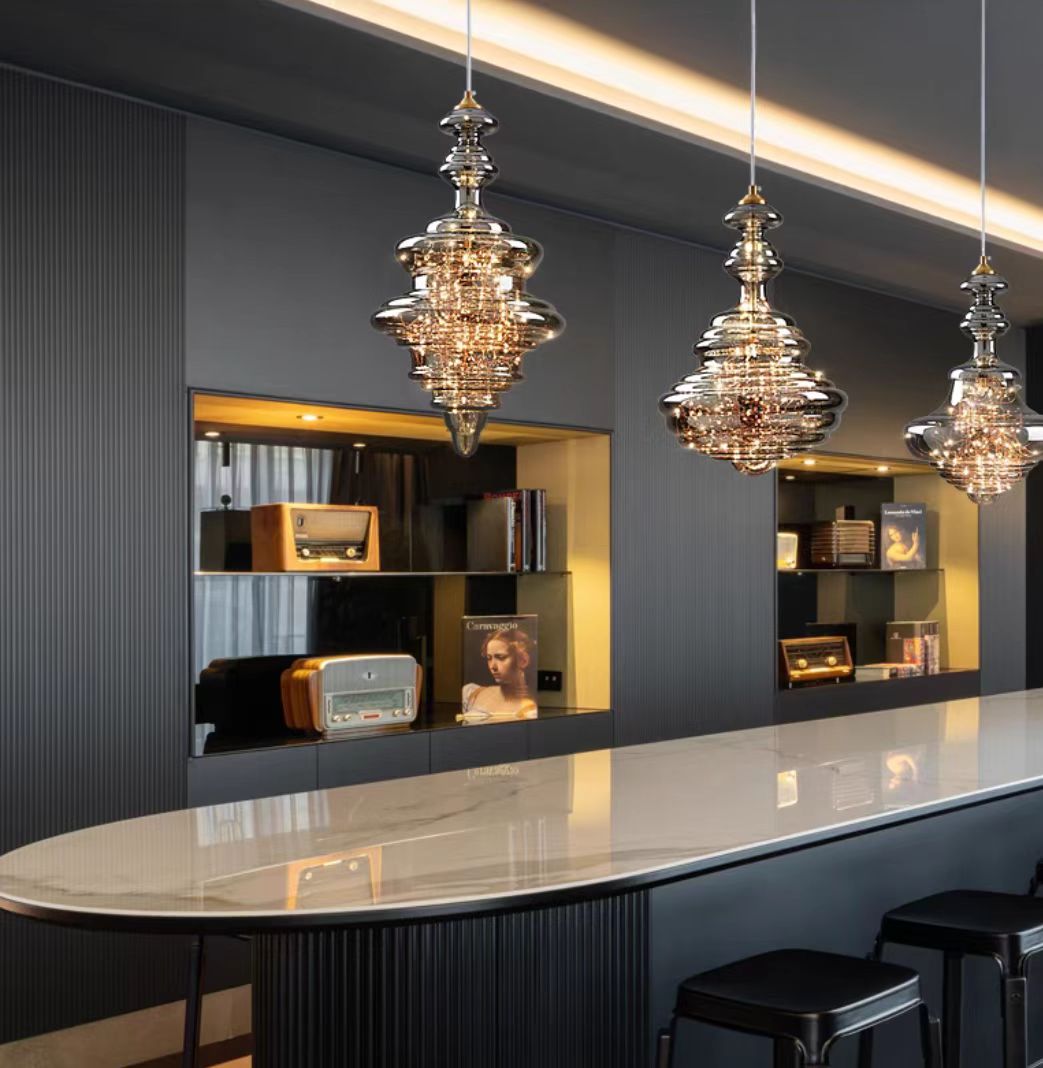 Modern Glass Pendant Light  Smoked Grey LED Collection - Product example
