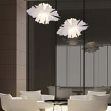 Modern Floral Pendant Light  White Acrylic Petal Design - Detailed view