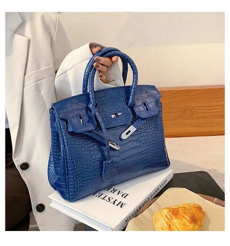 Stone Texture Leather Tote  Crocodile Pattern Dual-Size Design - Product detail 9