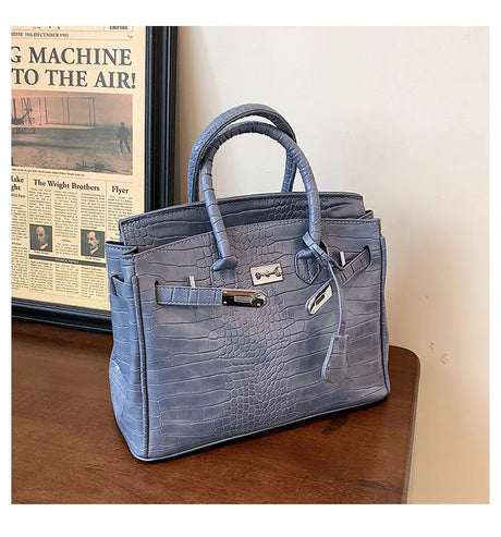 Stone Texture Leather Tote  Crocodile Pattern Dual-Size Design - Product detail 11