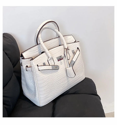 Stone Texture Leather Tote  Crocodile Pattern Dual-Size Design - Product detail 7