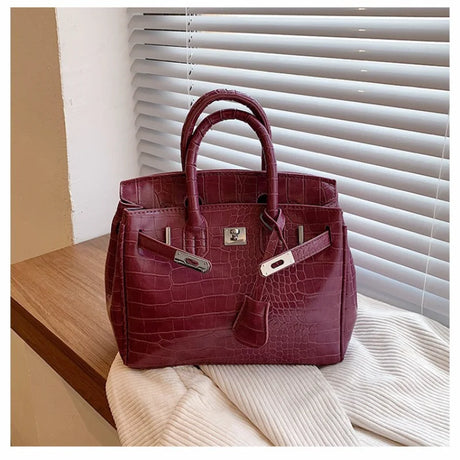 Stone Texture Leather Tote  Crocodile Pattern Dual-Size Design - Product detail 13