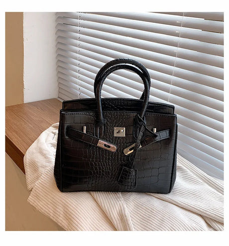 Stone Texture Leather Tote  Crocodile Pattern Dual-Size Design - Product detail 5