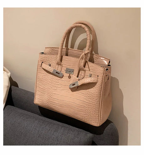 Stone Texture Leather Tote  Crocodile Pattern Dual-Size Design - Product detail 10