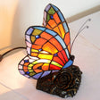 Stained Glass Table Lamp  Butterfly Design With Bronze Rose Base - Product showcase