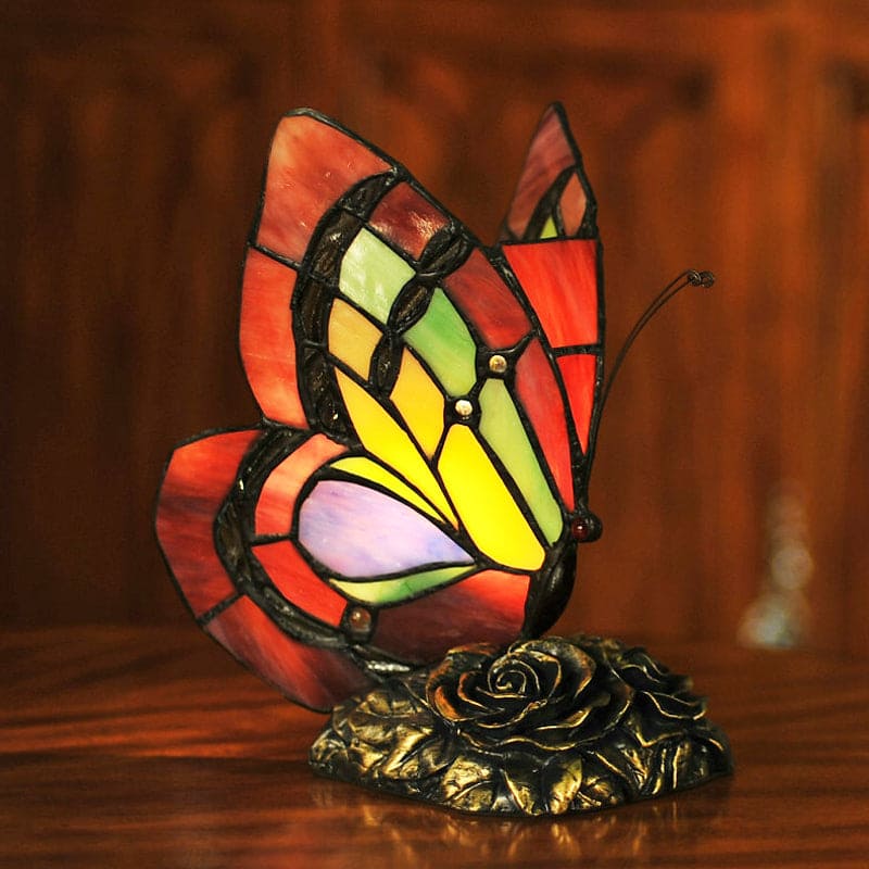 Tiffany Style Table Lamp  Butterfly Stained Glass Design - Product detail 5