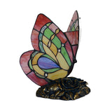 Tiffany Style Table Lamp  Butterfly Stained Glass Design - Detailed view