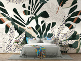 Tropical Foliage Mural Wallpaper | Modern Abstract Monstera Design