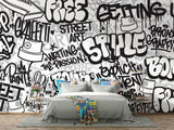 Graffiti Mural Wallpaper | Urban Black and White Street Art