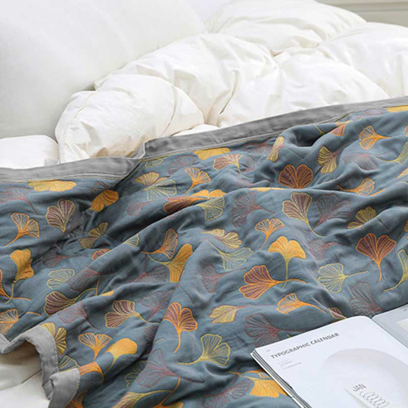 Botanical Duvet Cover  Reversible Cotton Ginkgo Leaf Pattern - Product detail 9