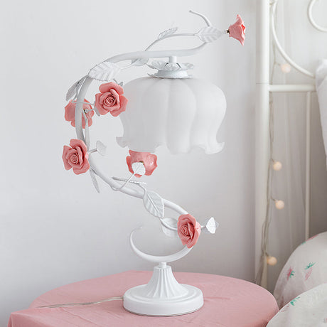 Vintage Rose Table Lamp  Floral Glass Shade Design - Product detail 5