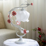 Romantic Table Lamp  Rose Vine Design with Frosted Glass Shade - Product example