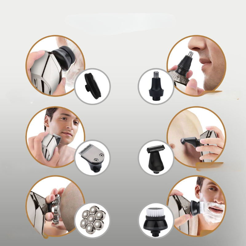 Electric Head Shaver  7-Head Rotary System With Attachments - Detailed view