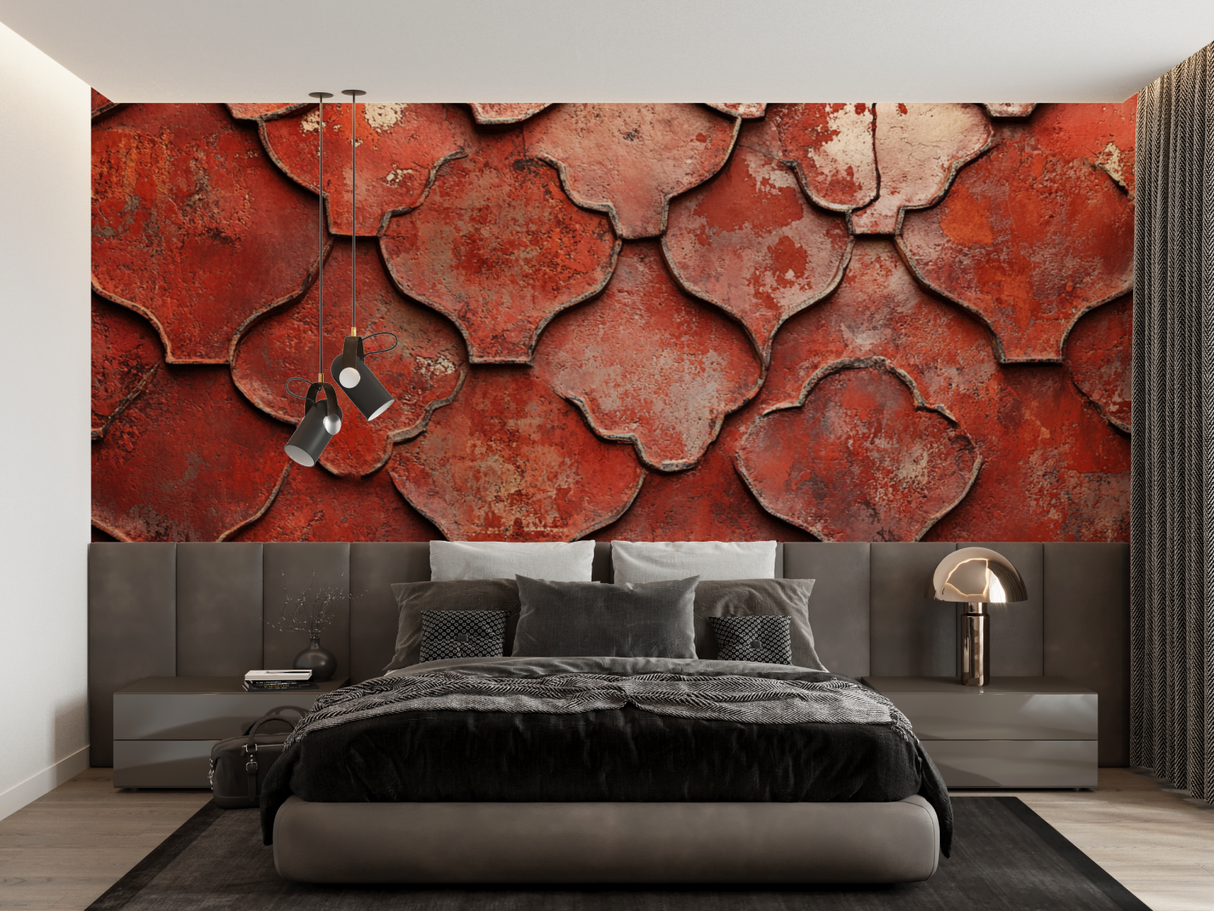 Moroccan Mural Wallpaper | Terracotta Geometric Pattern