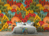 Forest Mural Wallpaper | Colorful Autumn Trees Pattern