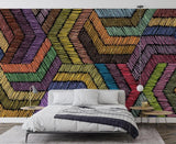 Geometric Mural Wallpaper | Colorful Rainbow Chevron Pattern