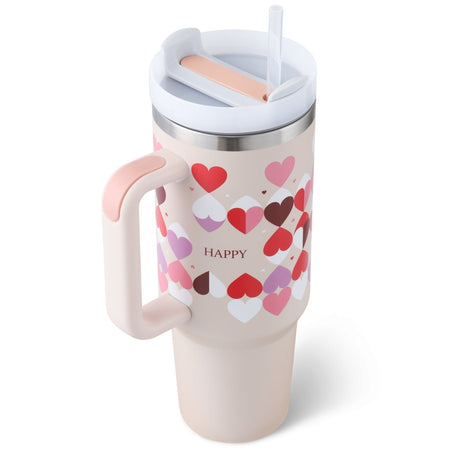 Insulated Travel Mug  Leopard Print Design with Handle  Straw - Product detail 35