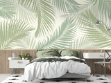 Tropical Mural Wallpaper | Sage Green Palm Leaves Pattern