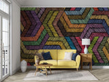 Geometric Mural Wallpaper | Colorful Rainbow Chevron Pattern