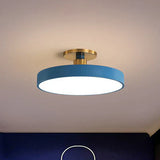 Modern Nordic Ceiling Light  Blue Disc LED Fixture - Detailed view