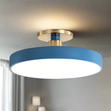Modern Nordic Ceiling Light  Blue Disc LED Fixture - Product showcase