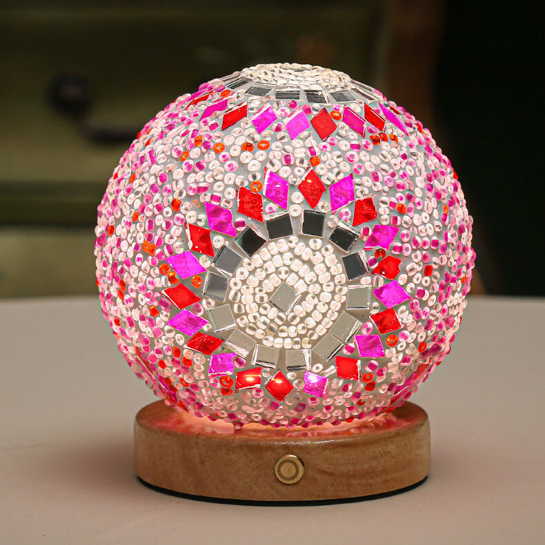Mosaic Glass Table Lamp  Color-Changing LED Globe Design - Product detail 6