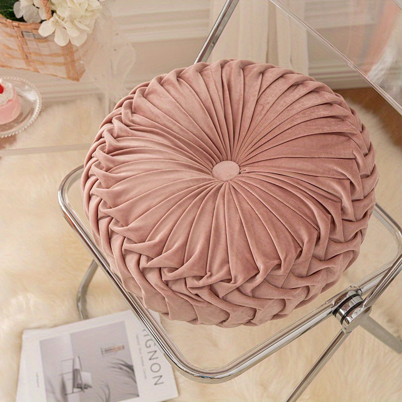 Round Velvet Cushion  Pleated Design with Center Button - Product detail 9