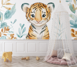 Tiger Mural Wallpaper | Watercolor Jungle Cub Design