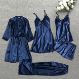 Luxury Silk Sleepwear Set  Lace Trim Kimono With Cami  Shorts - Product detail 7