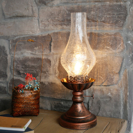 Vintage Glass Table Lamp  Crackle Glass Kerosene Design - Product detail 6