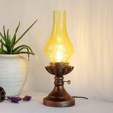 Vintage Glass Table Lamp  Crackle Glass Kerosene Design - Product detail 7