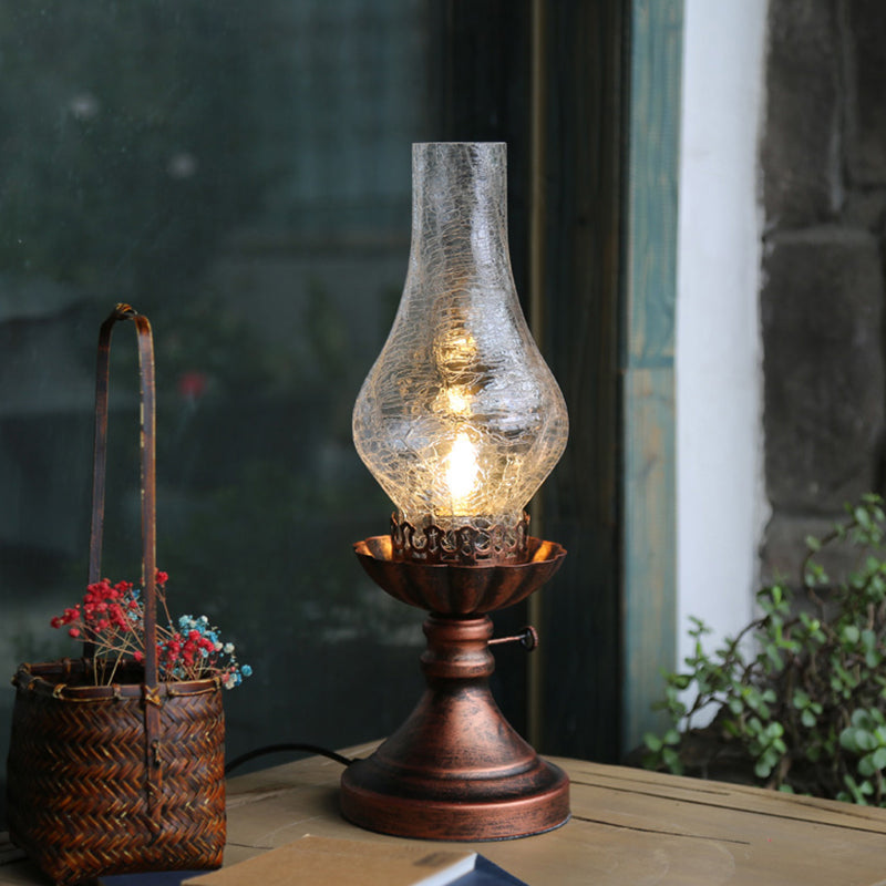 Vintage Glass Table Lamp  Crackle Glass Kerosene Design - Product detail 5