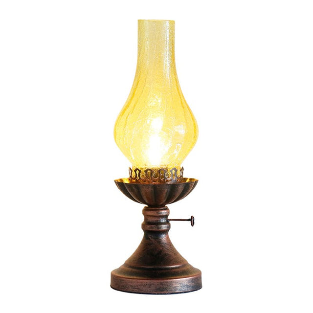 Vintage Glass Table Lamp  Crackle Glass Kerosene Design - Product showcase