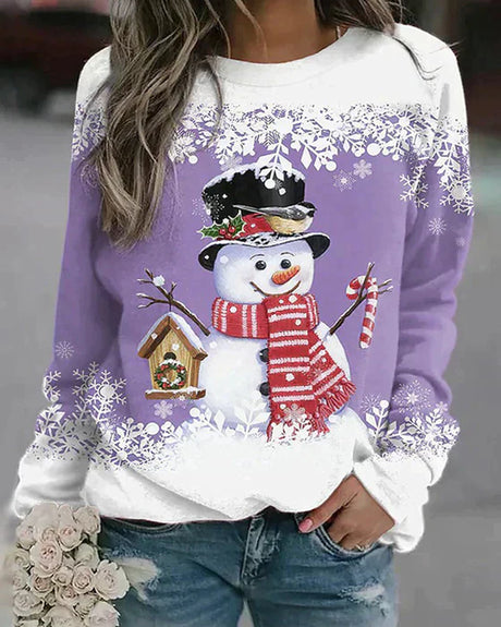 Holiday Snowman Sweater  Winter Scene With Festive Details - Product detail 6