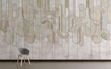 Art Deco Mural Wallpaper | Geometric Feather Pattern in Sage