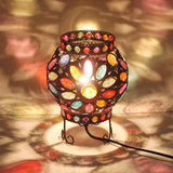 Moroccan Table Lamp  Bronze Metal with Colorful Beads - Detailed view